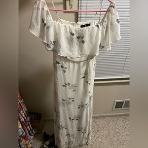 White maxi dress with flowers. Size small